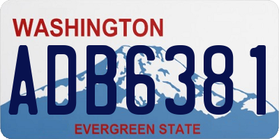 WA license plate ADB6381