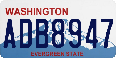 WA license plate ADB8947