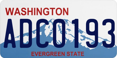 WA license plate ADC0193