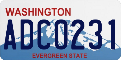 WA license plate ADC0231