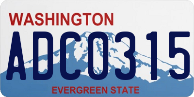 WA license plate ADC0315
