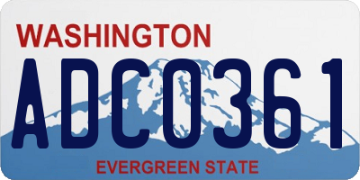 WA license plate ADC0361