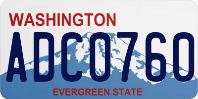 WA license plate ADC0760