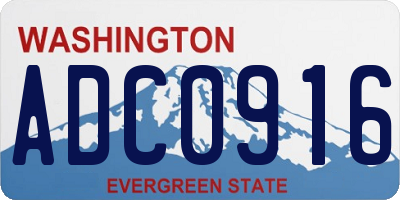 WA license plate ADC0916