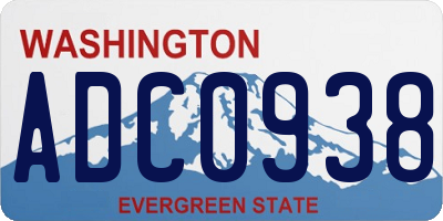 WA license plate ADC0938