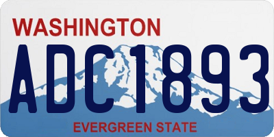 WA license plate ADC1893