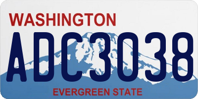 WA license plate ADC3038