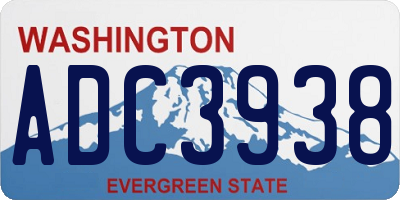 WA license plate ADC3938