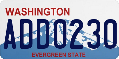 WA license plate ADD0230