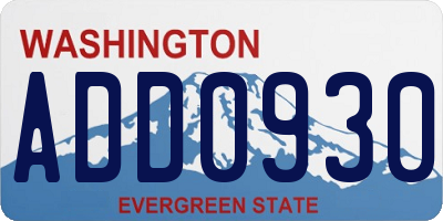 WA license plate ADD0930