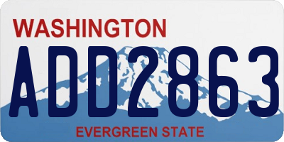 WA license plate ADD2863