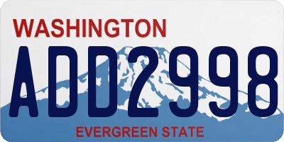 WA license plate ADD2998