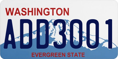 WA license plate ADD3001