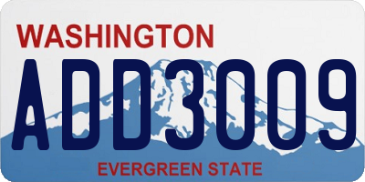 WA license plate ADD3009
