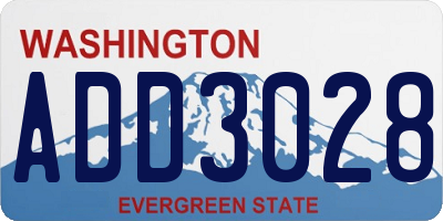 WA license plate ADD3028