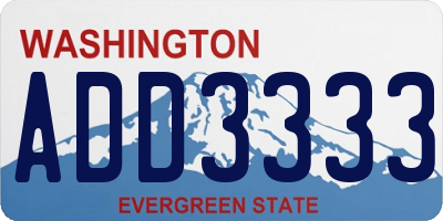 WA license plate ADD3333