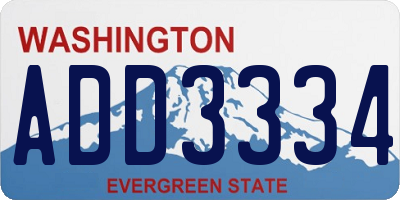 WA license plate ADD3334
