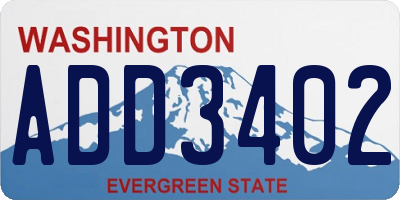WA license plate ADD3402