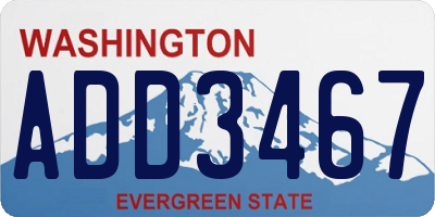 WA license plate ADD3467