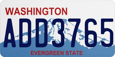 WA license plate ADD3765