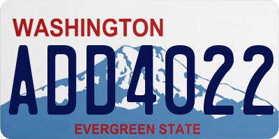 WA license plate ADD4022