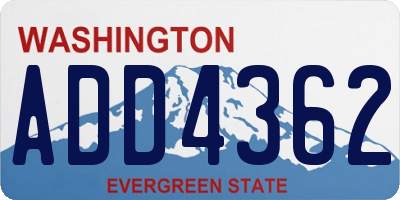WA license plate ADD4362