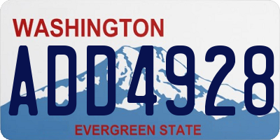 WA license plate ADD4928