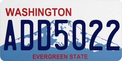 WA license plate ADD5022