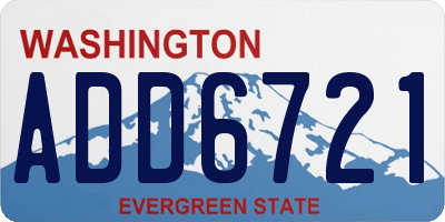 WA license plate ADD6721