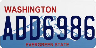 WA license plate ADD6986