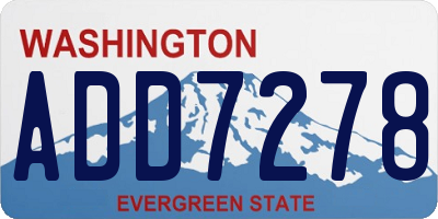 WA license plate ADD7278