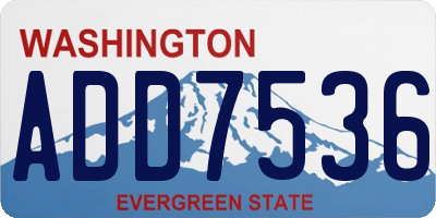 WA license plate ADD7536