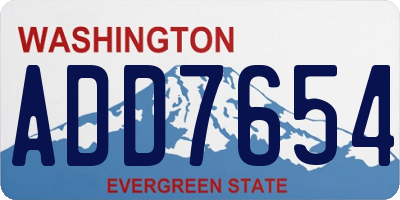 WA license plate ADD7654