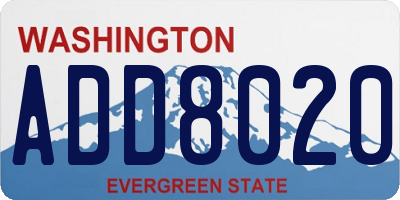 WA license plate ADD8020