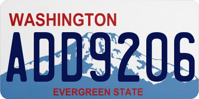 WA license plate ADD9206