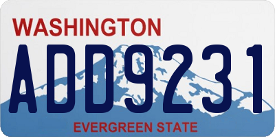 WA license plate ADD9231
