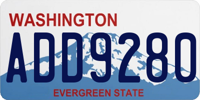 WA license plate ADD9280