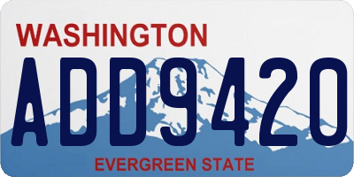 WA license plate ADD9420