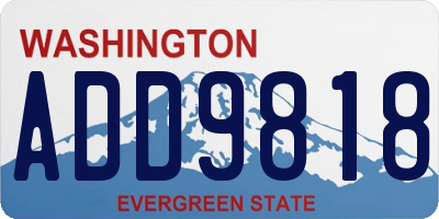 WA license plate ADD9818