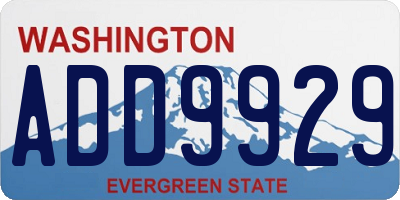 WA license plate ADD9929