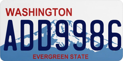 WA license plate ADD9986