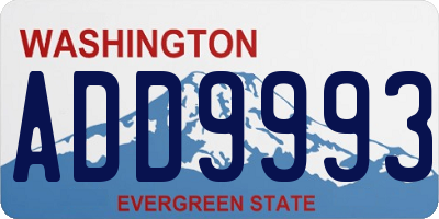 WA license plate ADD9993
