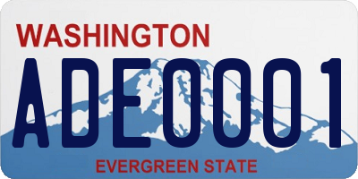 WA license plate ADE0001