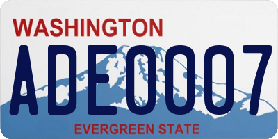 WA license plate ADE0007