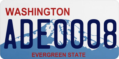 WA license plate ADE0008