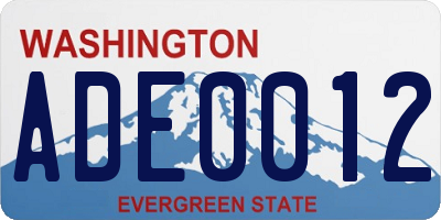 WA license plate ADE0012