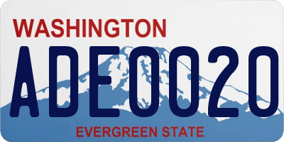 WA license plate ADE0020