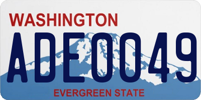 WA license plate ADE0049