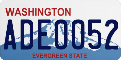 WA license plate ADE0052