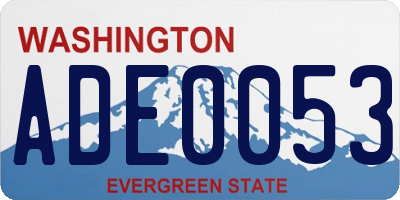 WA license plate ADE0053
